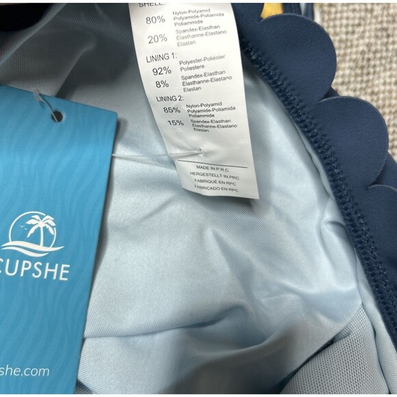 CUPSHE One Piece Swimsuit Tummy Control Halter Bathing Suit Cutout Scalloped M - Picture 12 of 13